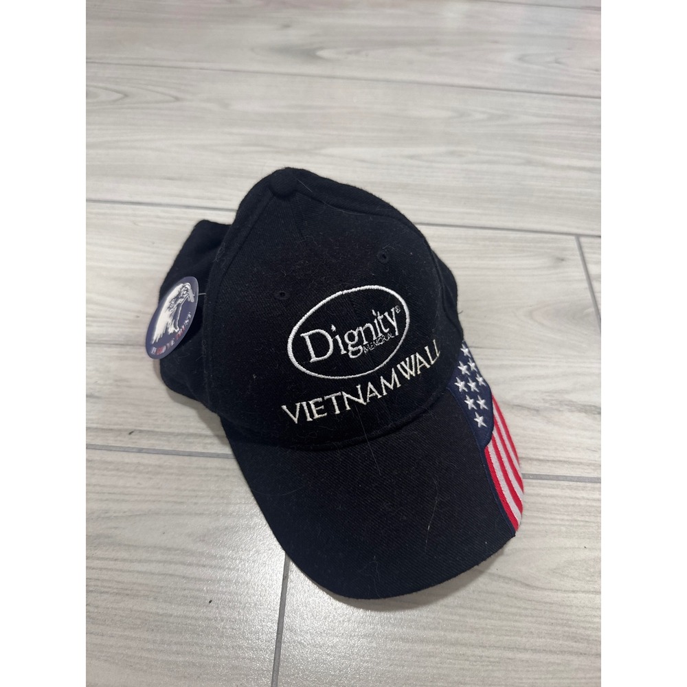 Dignity Memorial Vietnam Wall American Flag Hat Black Patriotic Veteran Cap NWT